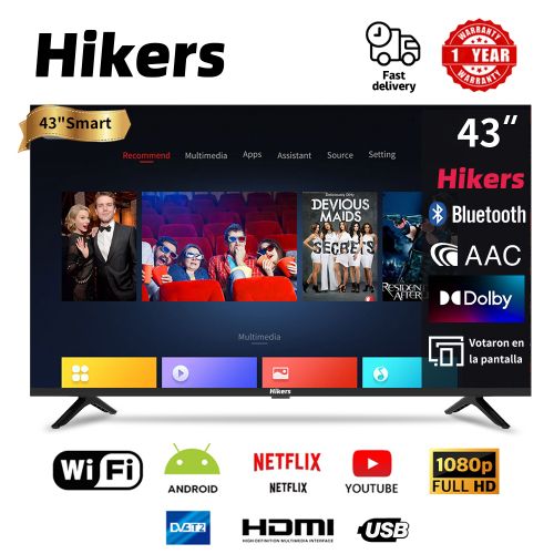 Hikers Smart TV Android - 43" Frameless-LED FHD + Décodeur Intégré + Régulateur De Tension-USB-HDMI