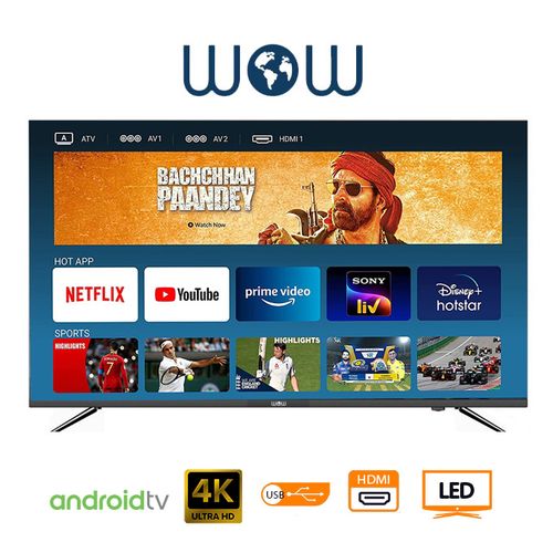 WOW TV Téléviseur 55 Pouces - Smart Android 11 - 4K Ultra HD - Noir