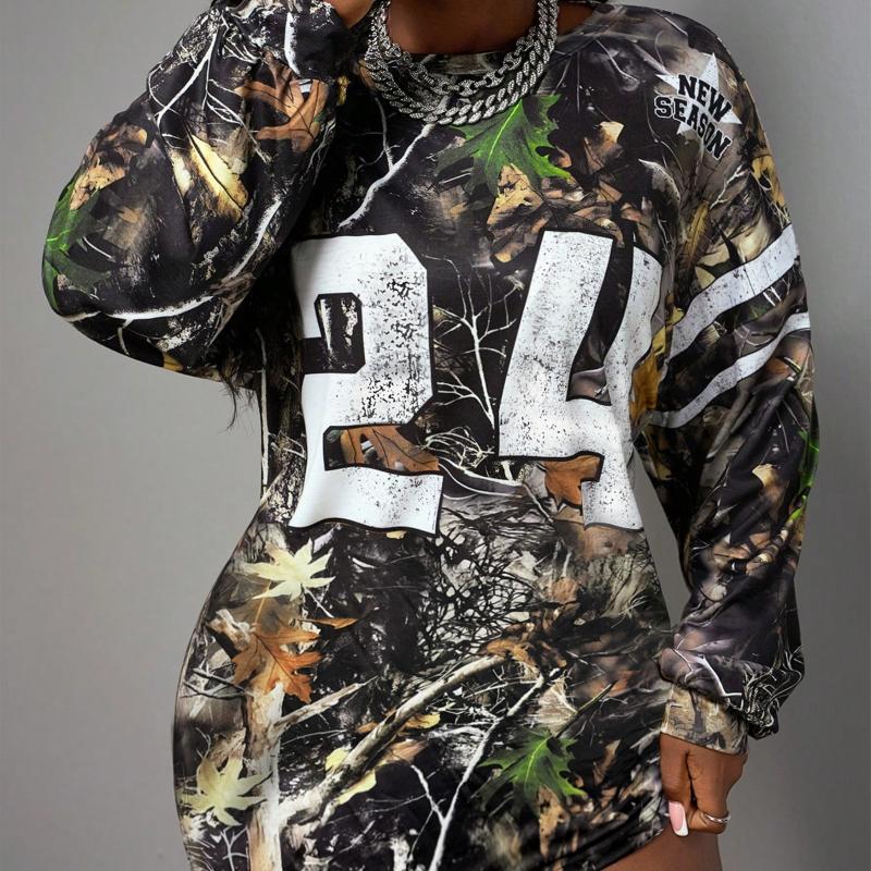 Robe T-Shirt Oversize Camouflage & Numéro 24