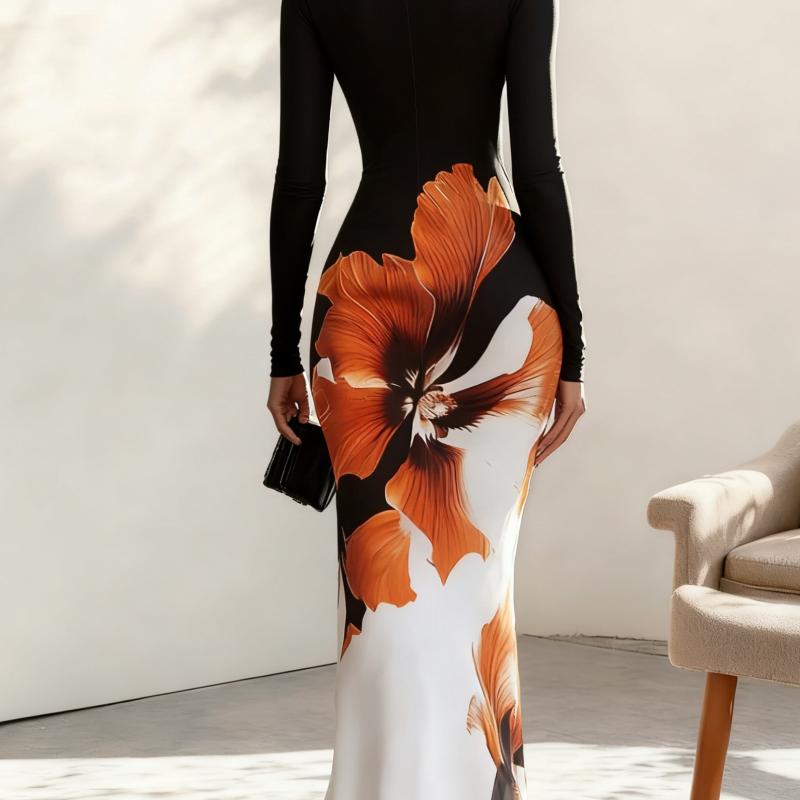 Robe de soirée élégante pour femmes à manches longues